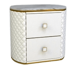 PRIMAVERA-HOME Štýlový nočný stolík HERMITAGE s eko koženým bielym zlatom
